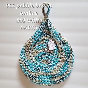 LARGE 955 PEBBLE BEACH OMBRE 001 WHITE  HANDMADE CROCHETED  HANGING WALL BASKET